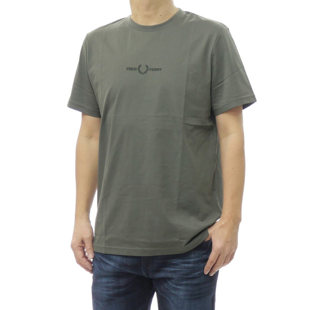 樂天商城 - FRED PERRY フレッドペリー メンズクルーネックTシャツ M4580 / EMBROIDERED T-SHIRT カーキ 2026春夏新作