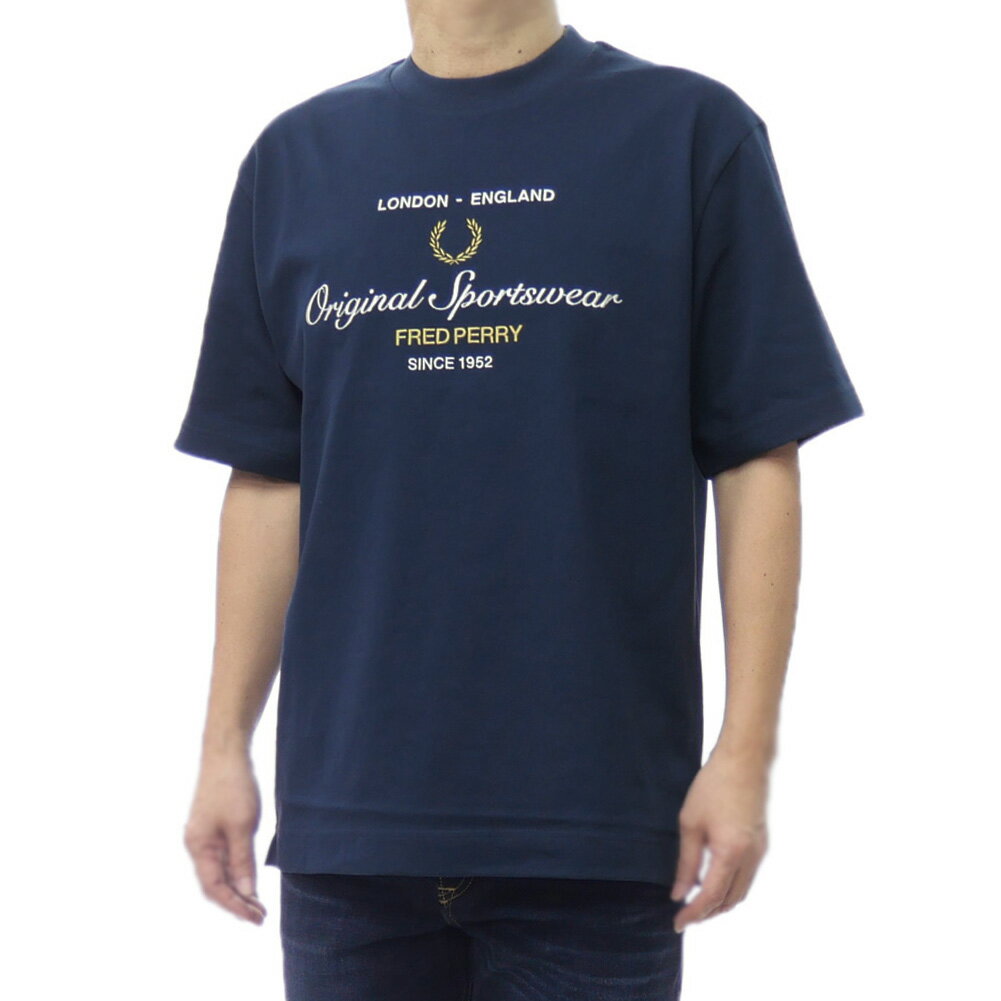 乐天商城 - FRED PERRY フレッドペリー メンズクルーネックTシャツ M2407 / ORIGINAL SPORTSWEAR T-SHIRT ネイビー 2026春夏新作