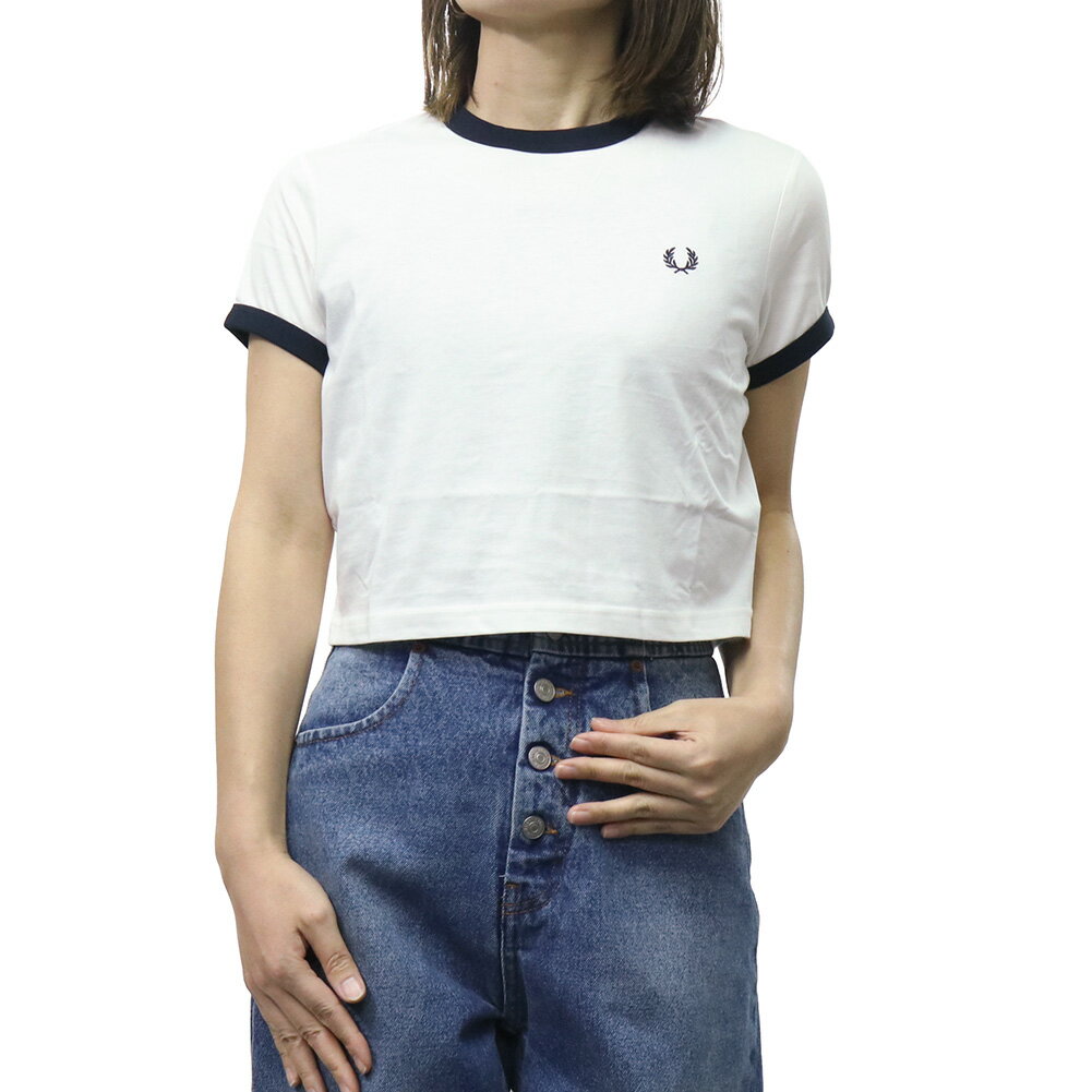 樂天商城 - FRED PERRY フレッドペリー レディースリンガーネックTシャツ G9163 / CROPPED RINGER T-SHIRT ホワイト 定番人気商品