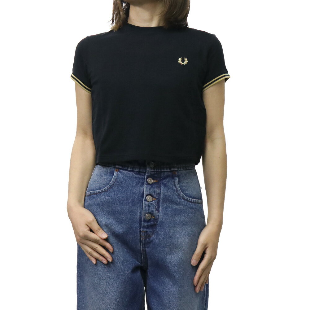 乐天商城 - FRED PERRY フレッドペリー レディースクルーネックTシャツ G2171 / TIPPED PIQUE T-SHIRT ブラック 2026春夏新作