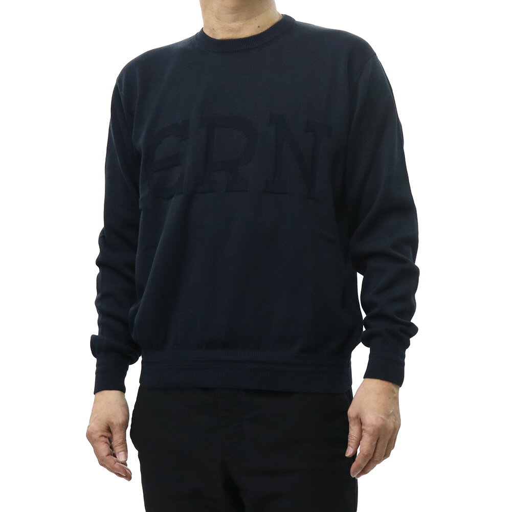 乐天商城 - HERNO ヘルノ メンズクルーネックニット セーター MG000202U 72007 ネイビー 2026春夏新作