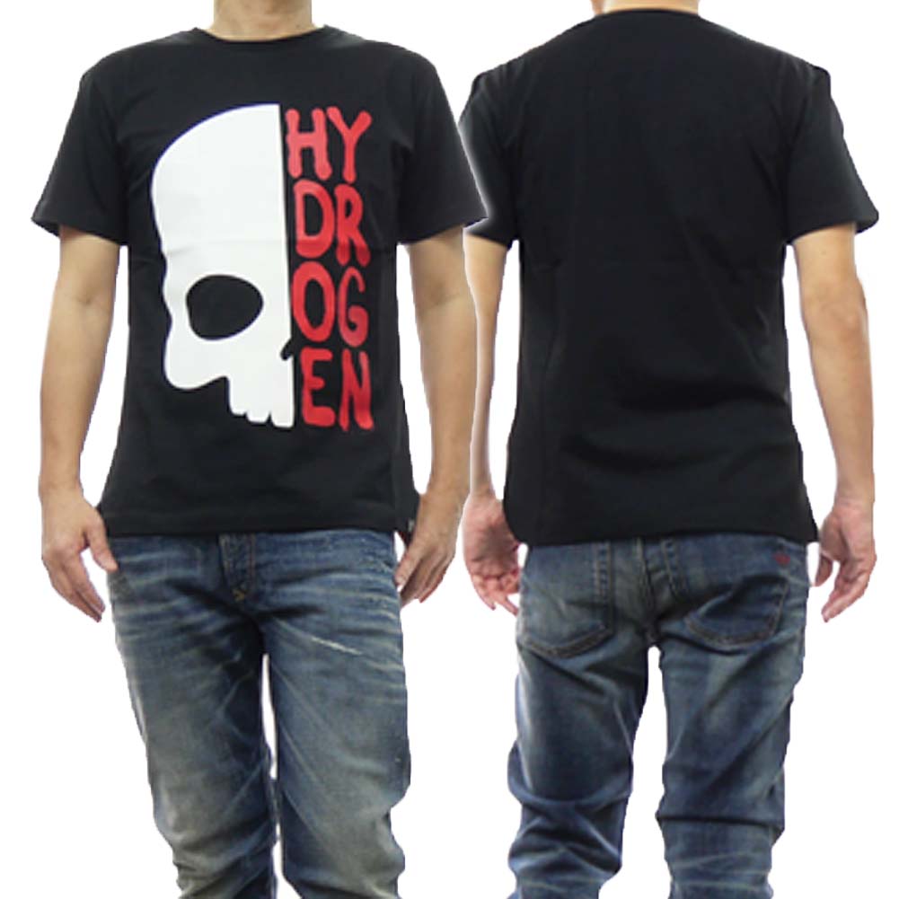 HYDROGEN ϥɥ 󥺥롼ͥåT MT0006 / HALF SKULL T-SHIRT ֥å /2024ղƿ