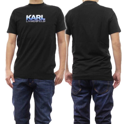 KARL LAGERFELD カール ラガーフェルド メンズ クルーネックTシャツ 755402 541221 ブラック KARL LAGERFELD カール ラガーフェルド メンズ クルーネックTシャツ 755402 541221 ブラック