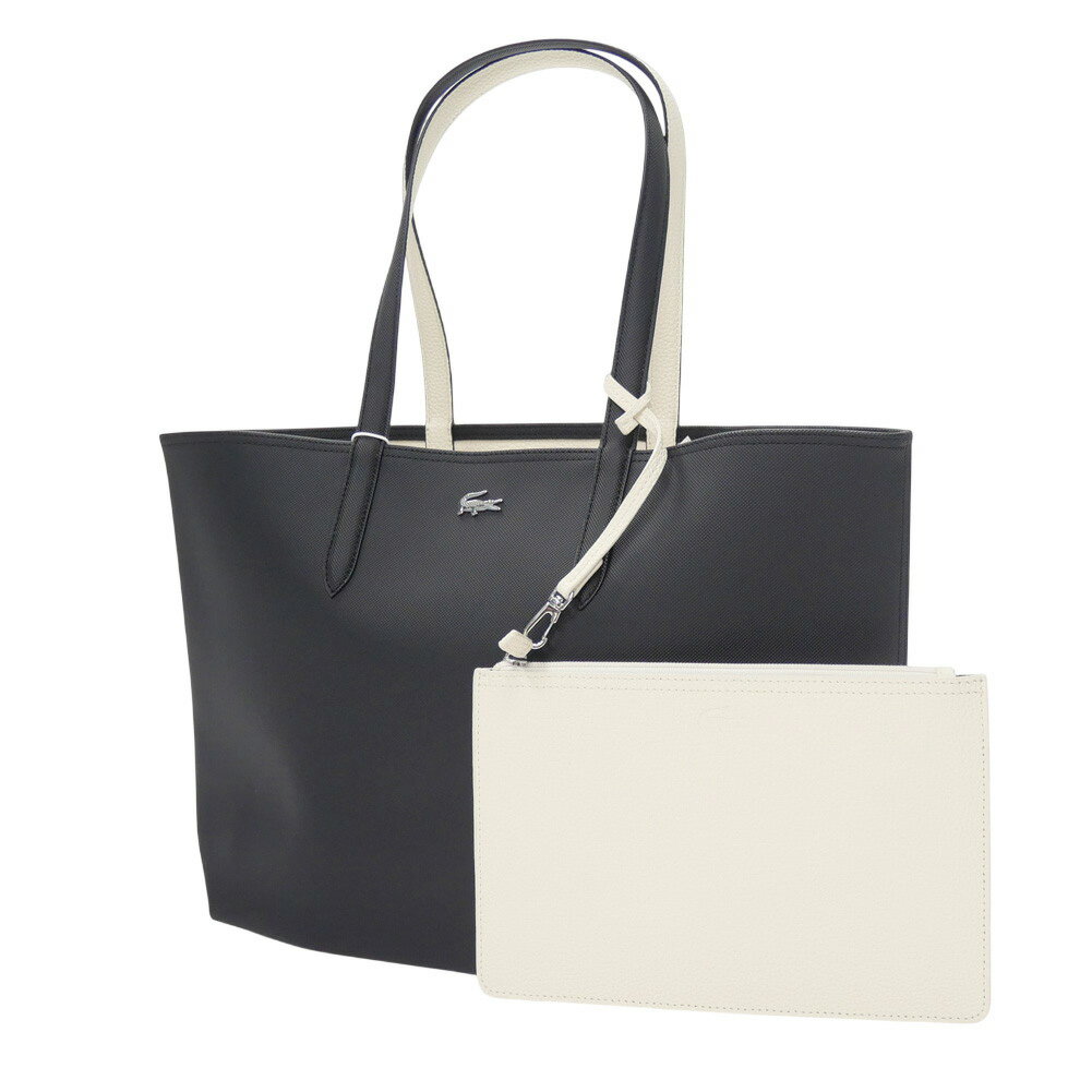 乐天商城 - LACOSTE ラコステ レディースリバーシブルトートバッグ NF2142AA ブラック×ホワイト 2026春夏新作