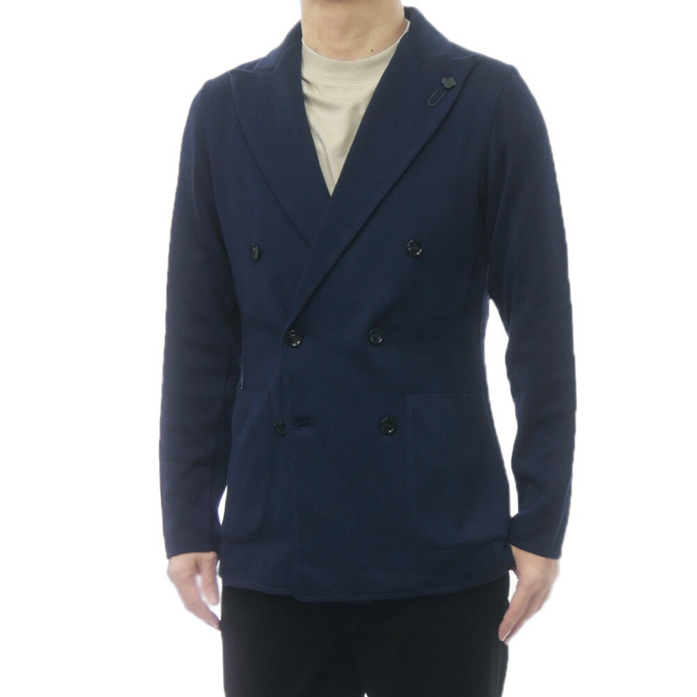 乐天商城 - LARDINI ラルディーニ メンズダブル6Bニットジャケット CNLJM57 CN66003 ネイビー 2026春夏新作