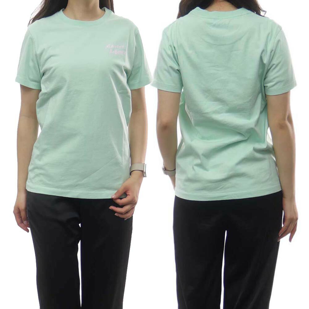 Rakuten - MAISON KITSUNE メゾンキツネ レディース クルーネックTシャツ MINI HANDWRI TING CLASSIC TEE-SHIRT IW00131KJ0035 ミストグリーン