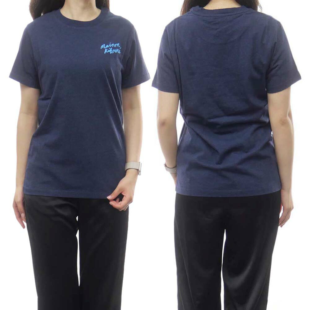樂天商城 - MAISON KITSUNE メゾンキツネ レディース クルーネックTシャツ MINI HANDWRI TING CLASSIC TEE-SHIRT IW00131KJ0035 ネイビー