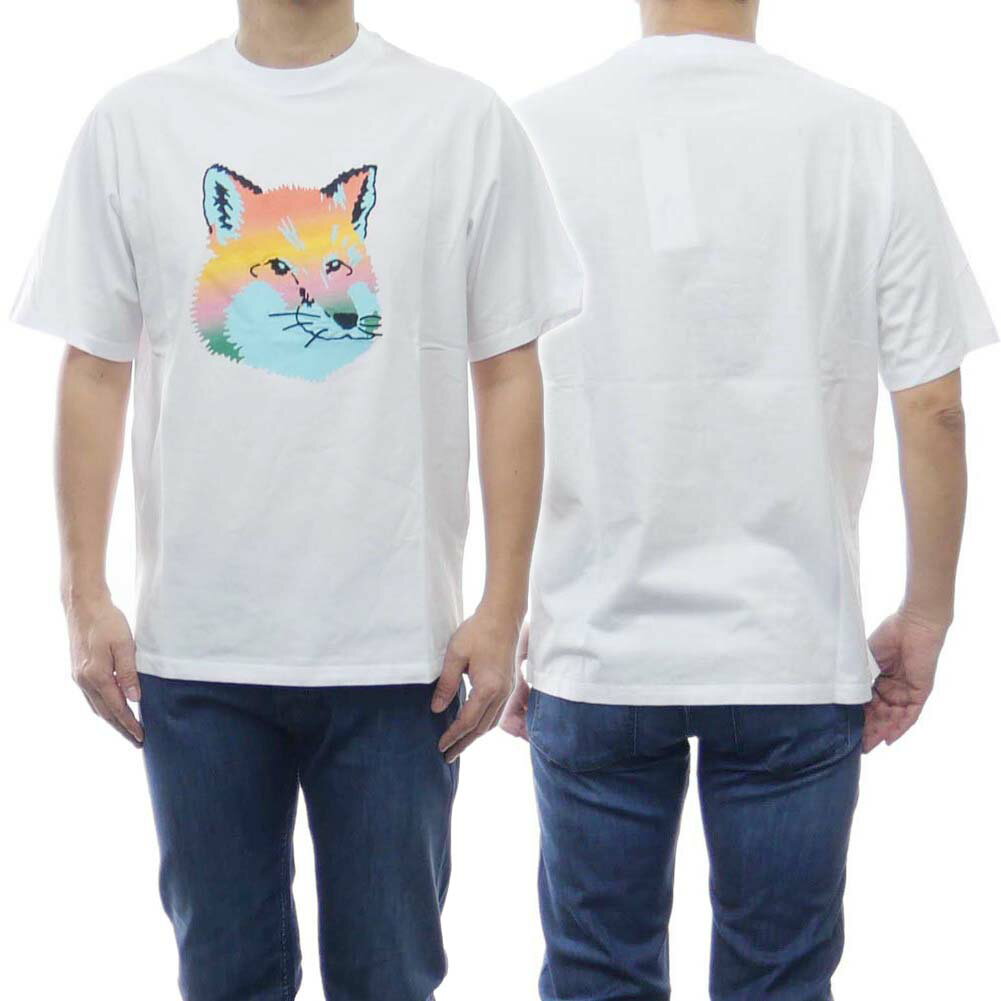 メゾンキツネ Tシャツ メンズ MAISON KITSUNE メゾンキツネ メンズクルーネックTシャツ KM00118KJ0008 / VIBRANT FOXHEAD EASY TEE-SHIRT ホワイト