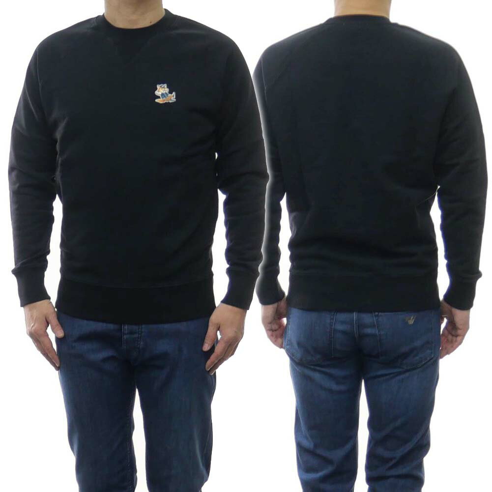 MAISON KITSUNE メゾンキツネ メンズトレーナー KM00304KM0001 / DRESSED FOX PATCH CLASSIC SWEATSHIRT ブラック