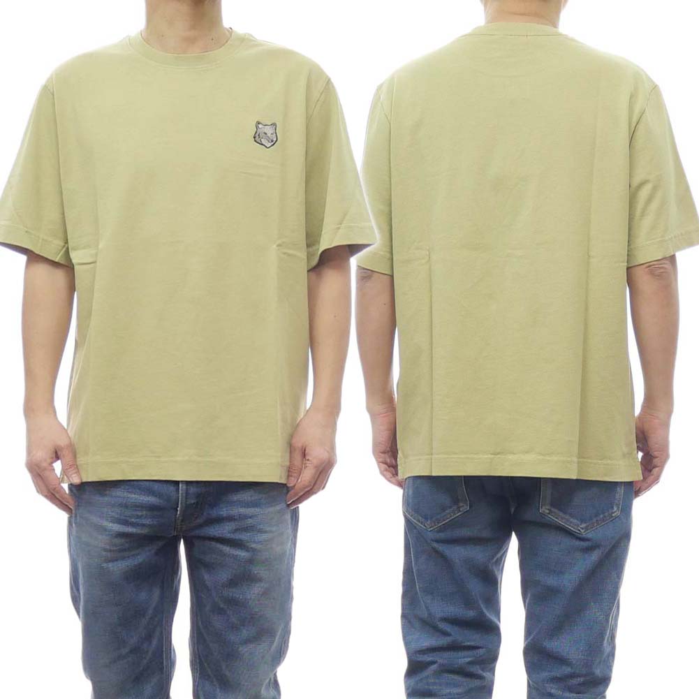 乐天商城 - MAISON KITSUNE メゾンキツネ メンズ クルーネックTシャツ LM00107KJ0119 BOLD FOX HEAD PATCH OVERSIZE TEE-SHIRT カーキ