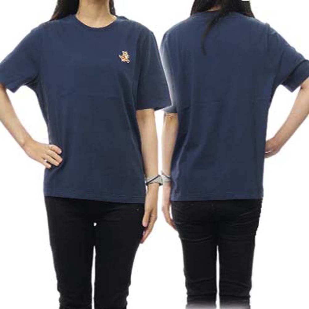樂天商城 - MAISON KITSUNE メゾンキツネ レディース クルーネックTシャツ MW00119KJ0008 SPEEDY FOX PATCH COMFORT TEE SHIRT ネイビー
