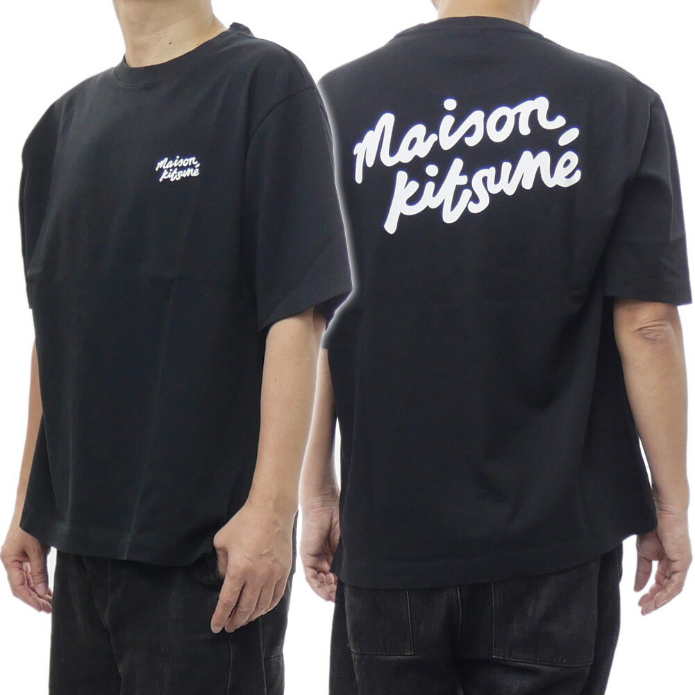 Rakuten - MAISON KITSUNE メゾンキツネ クルーネックTシャツ PM00110KJ0119 / HAND WRITING OVER SIZE TEE-SHIRT ブラック 2026春夏新作
