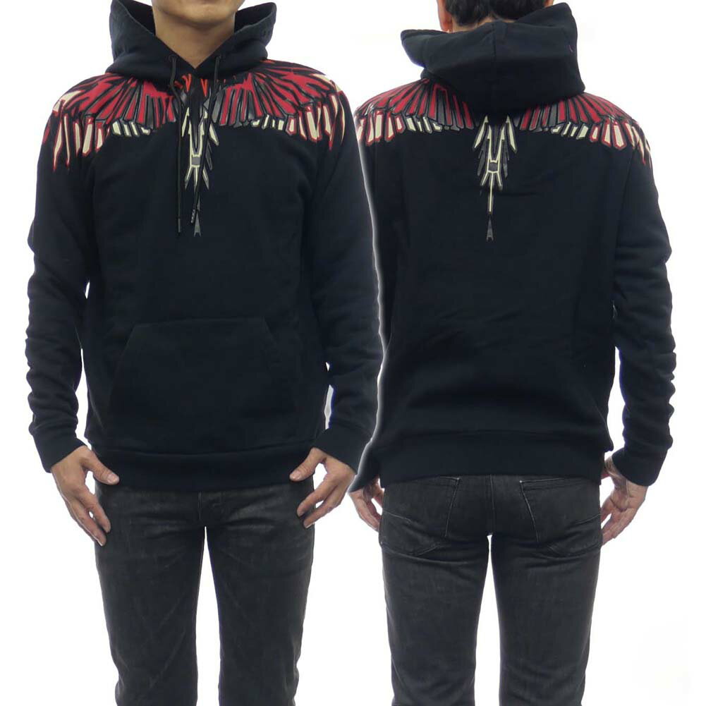 MARCELO BURLON マルセロバーロン メンズパーカー GEOMETRIC WING HOODIE BLACK MULUTICOLO / CMBB007F19506005 ブラック