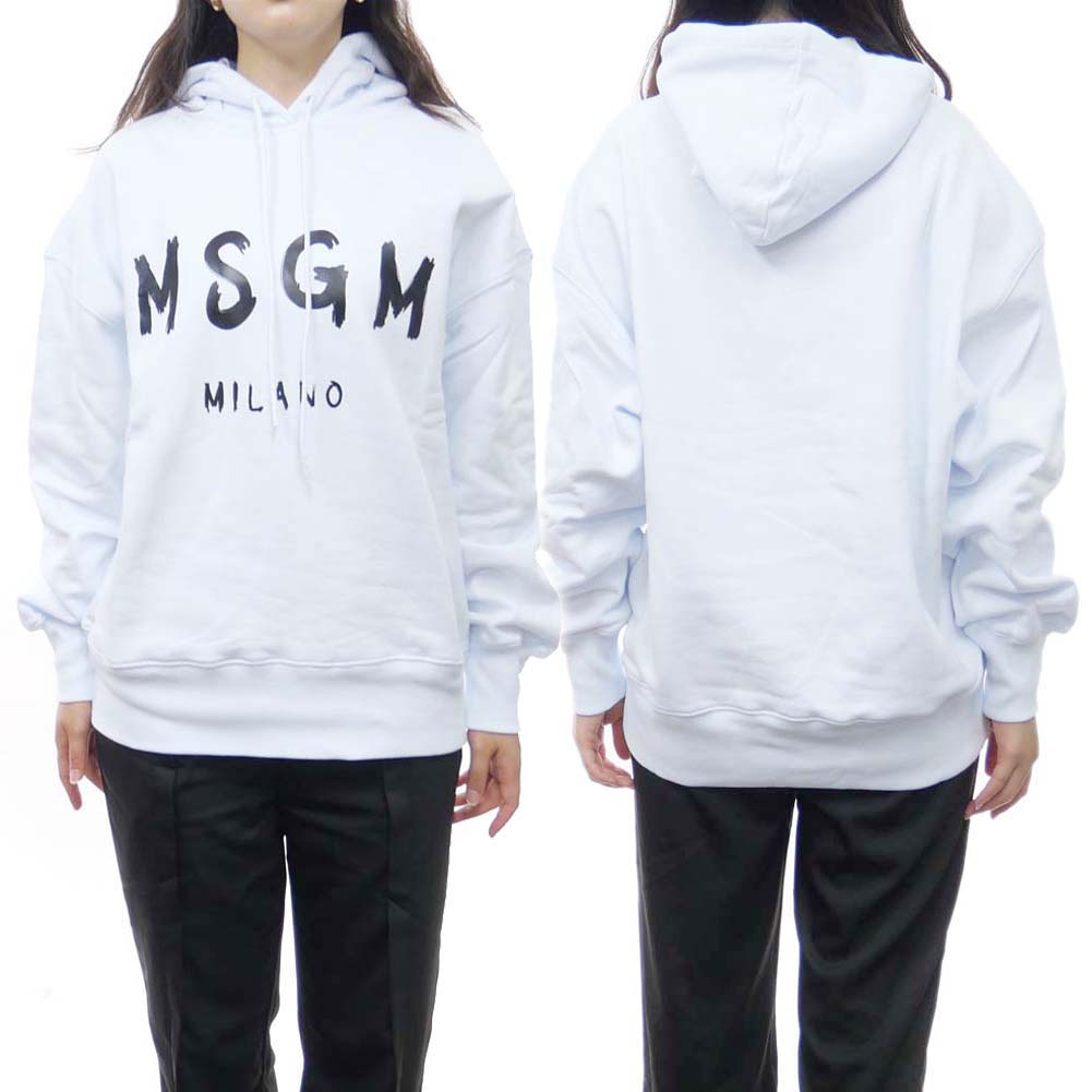 MSGM エムエスジーエム レディース裏起毛プルオーバーパーカー 2000MDM515 200001 ホワイト