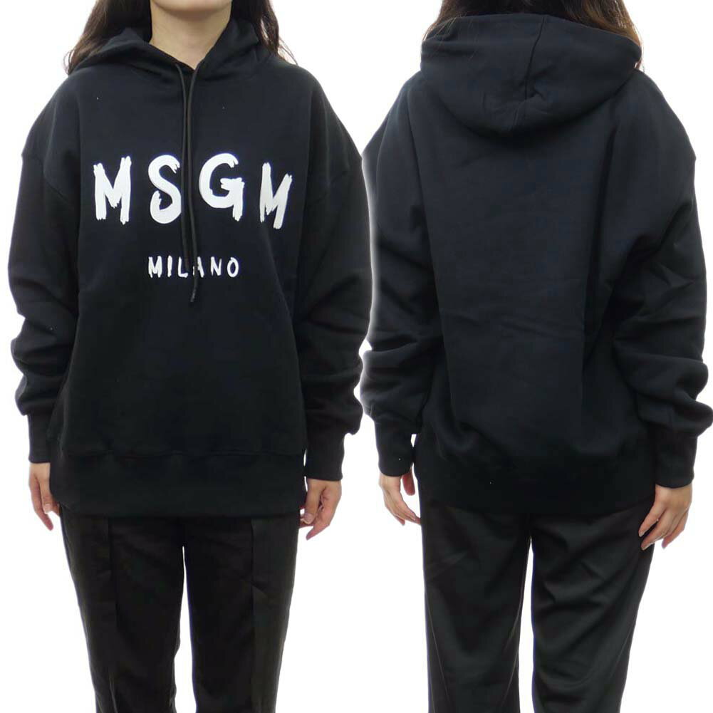 MSGM エムエスジーエム レディース裏起毛プルオーバーパーカー 2000MDM515 200001 ブラック