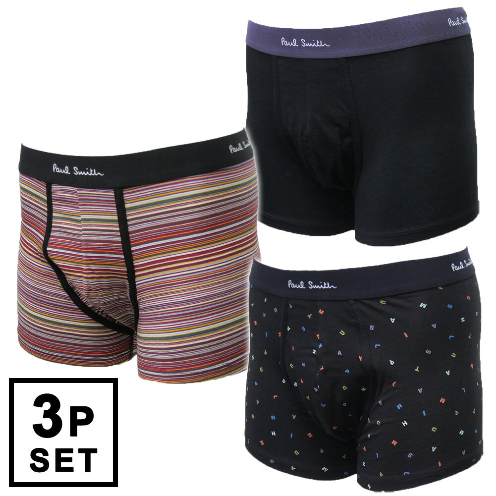 乐天商城 - PAUL SMITH ポールスミス メンズボクサーパンツ 3PACK M1A 914 T3PK78 ブラック×レッド