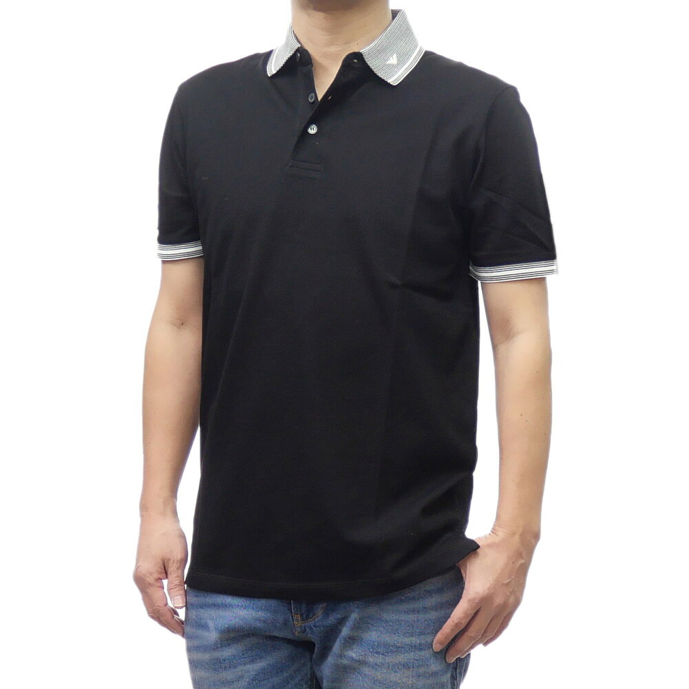EMPORIO ARMANI エンポリオアルマーニ ピケ ポロシャツ EM000852 AF12955 半袖 ブランド ロゴ カジュアル スポーティ コットンメンズ ブラック