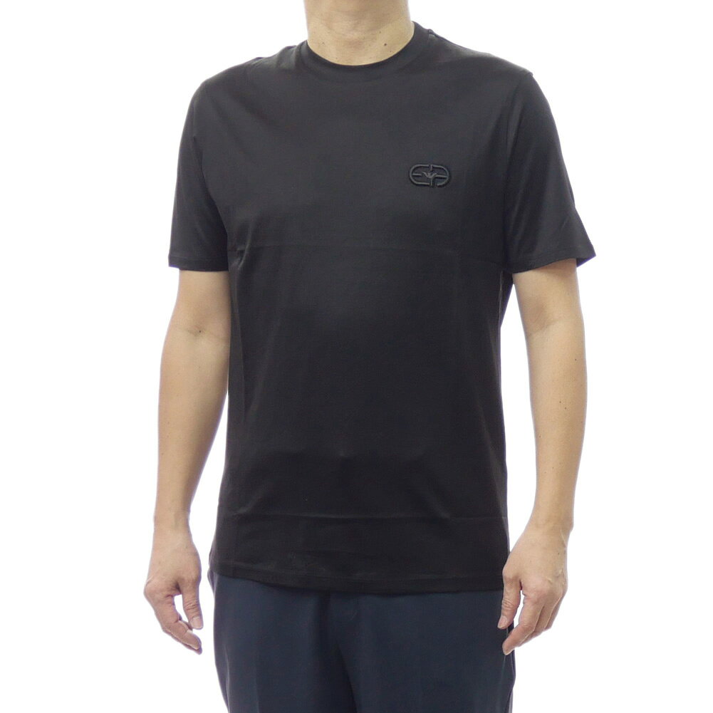 【期間限定ポイント5倍】EMPORIO ARMANI エンポリオ アルマーニ メンズ クルーネックTシャツ EM004585 AF10017 ブラック ロゴ刺繍 半袖