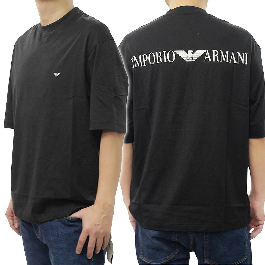 【期間限定ポイント5倍】EMPORIO ARMANI エンポリオ アルマーニ メンズ クルーネックTシャツ EM005737 AF24470 ブラック ビッグシルエット