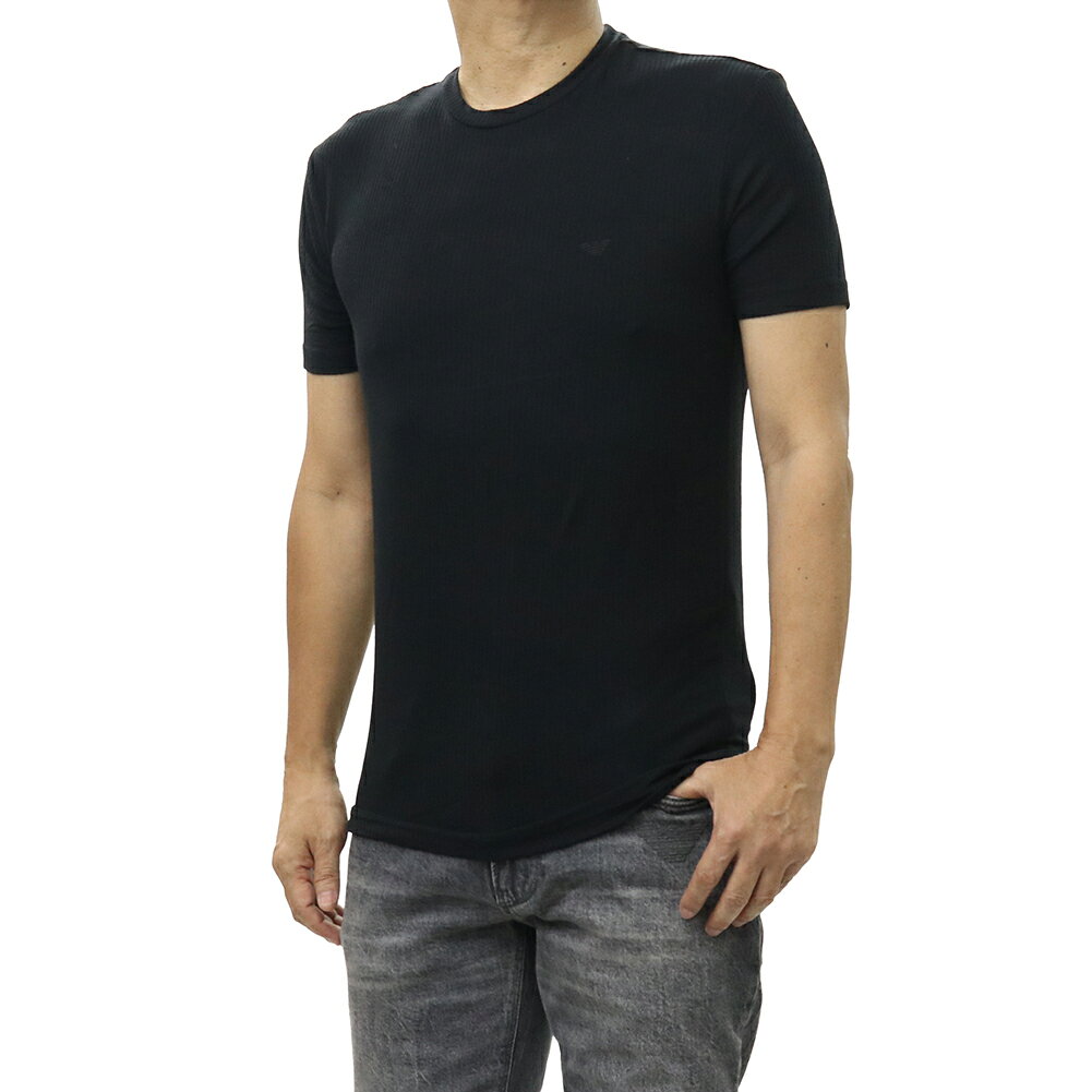 【期間限定ポイント5倍】EMPORIO ARMANI UNDERWEAR エンポリオ アルマーニ アンダーウェア クルーネックTシャツ EM000379 AF18892 ブラック リブ編み 快適