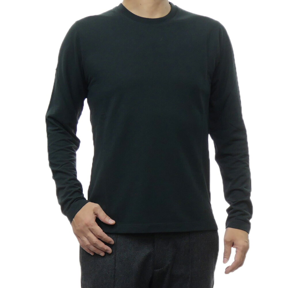 ZANONE ザノーネ メンズ クルーネック ロングTシャツ 815134 ZG380 ブラック 上質 天竺ジャージー 無地