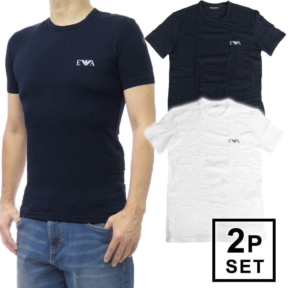 【期間限定ポイント5倍】EMPORIO ARMANI UNDERWEAR エンポリオ アルマーニ アンダーウェア メンズ2パックTシャツ EM001849 AF20668 ホワイト/ネイビー 2枚組 セット売り