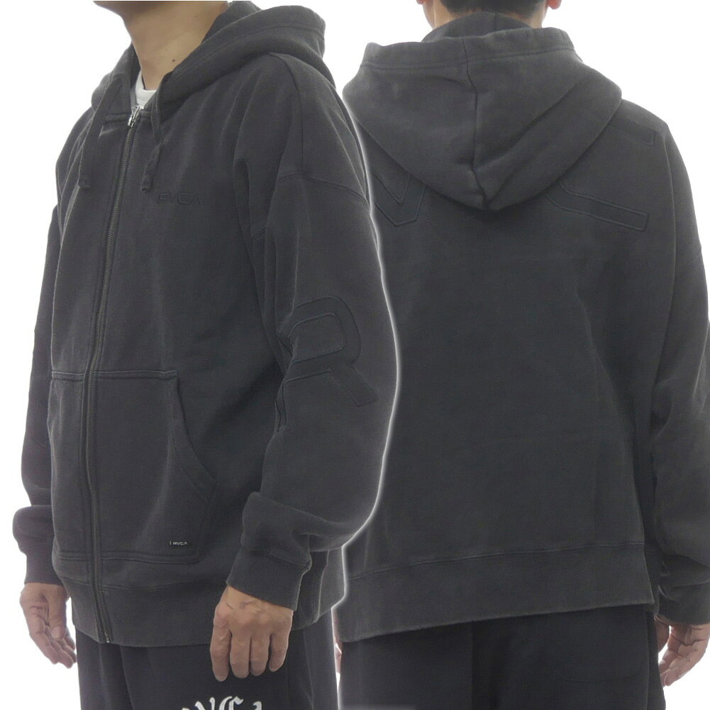 RVCA ルーカ メンズ ジップアップ パーカーBF042019 / ARCH BACK SIDE ZIP HD ケミカルブラック ロゴ ストリート