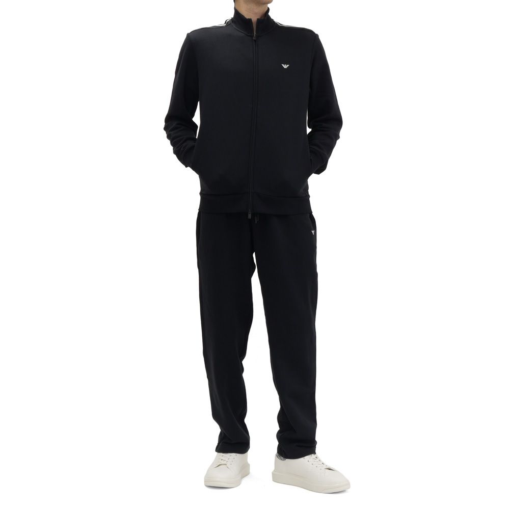 【期間限定ポイント5倍】EMPORIO ARMANI UNDERWEAR エンポリオアルマーニ アンダーウェア メンズ セットアップ EM006961 AF25024 トラックトップ ジョガーパンツ 裏起毛 スウェット ブラック 2026秋冬新作