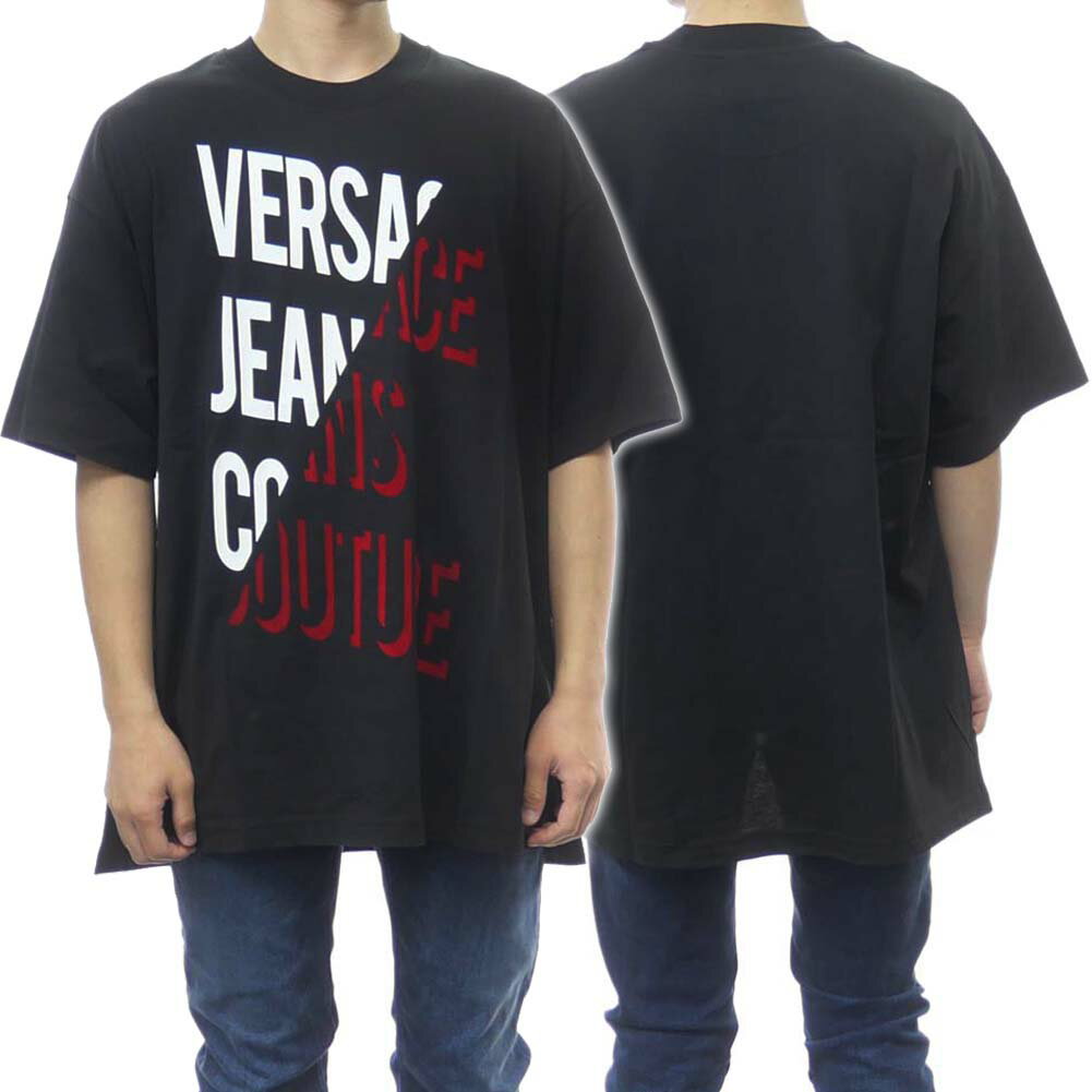 VERSACE JEANS ヴェルサーチェジーンズ メンズクルーネックTシャツ 71GAHF03 CJ00F ブラック