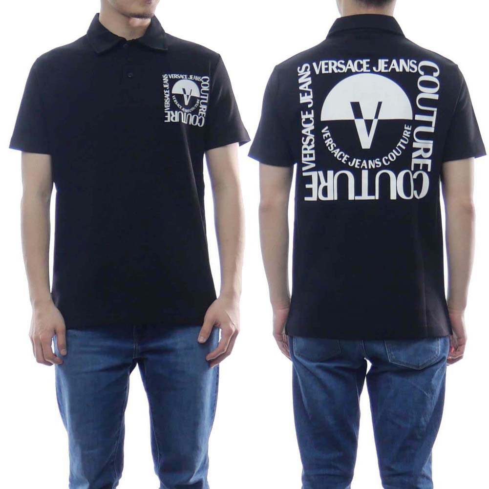VERSACE JEANS ヴェルサーチェジーンズ メンズ ポロシャツ 74GAGT15 CJ020O ブラック