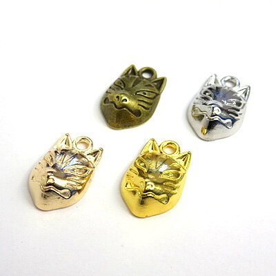 チャーム　狐のお面　ゴールド色　1.0*1.6