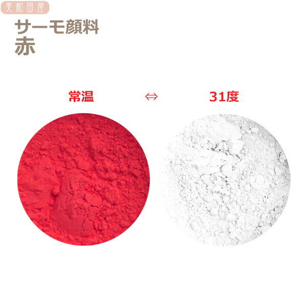 サーモ顔料　赤　（温度で色が変わるレジン着色顔料） 　　　　　 31度以上で白っぽく徐々に変色します パウダー状の微粒子顔料 可逆性示温材　変温度は31度 手のひらにのっけると徐々に変わっていきます。 春から夏に向けてぴったりのサーモ顔料（...