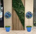フラワー トピアリー 120cm ブルー (フェイクグリーン 造花 人工 観葉植物 オブジェ インテリア 円形 おしゃれ 装飾 お花 置物 ディスプレイ シンボ...