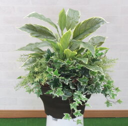 ホスタ寄せ植えポット (造花 インテリア 観葉植物 65cm シンボルツリー 自作 植栽 業者 メーカー ベストグリーン オリジナル 製造元)