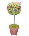 フラワートピアリー120cmミックス(造花 人工 観葉植物 オブジェ インテリア 円形 おしゃれ 室内 花の置物 装飾 ディスプレイ シンボルツリー 自作 植栽...
