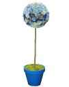 フラワー トピアリー 150cm ライトブルー (造花 人工 観葉植物 オブジェ インテリア 円形 おしゃれ 室内 花の置物 装飾 ディスプレイ シンボルツリー...