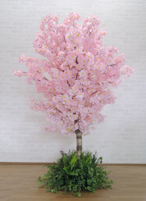 桜の木 180cm 装飾仕立て (野草バージョン 造作 造花 サクラ ピンク 人工観葉植物 インテリア おしゃれ 室内 大型 春 飾り フェイクグリーン 作り物 造木)