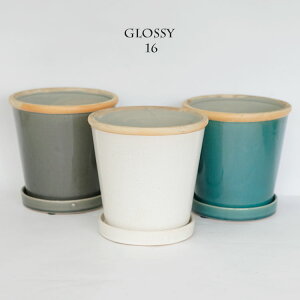 glossy pot 16【植木鉢 16cm おしゃれ 陶器鉢 パステルカラー カラフル 室内】