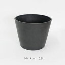 植木鉢 ブラックポット 25 サボテン 頑丈 おしゃれ 塊根植物 多肉植物 黒プラスチック鉢 black plastic pot 径25.5cm 高さ20cm