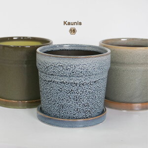 植木鉢 おしゃれ Kaunis16 陶器鉢 受皿付き 底穴あり 径16cm 高14cm 観葉植物 鉢 多肉植物 塊茎植物