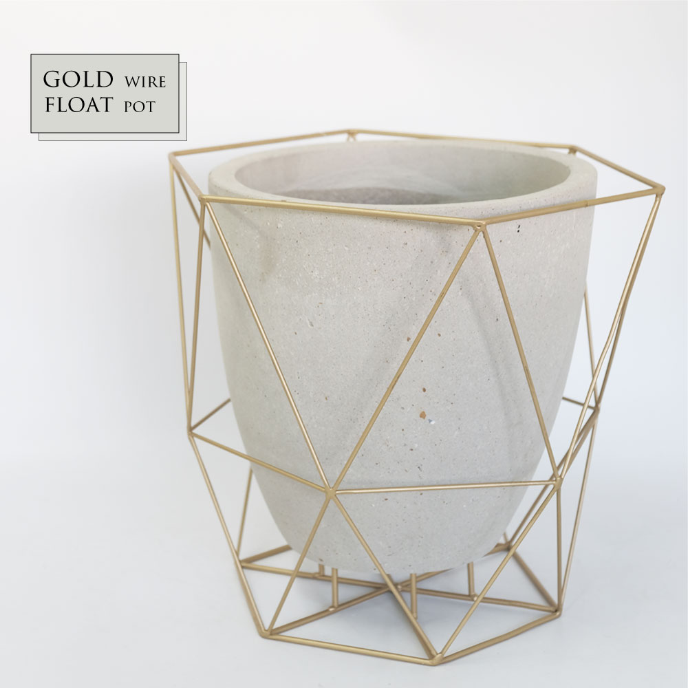 ワイヤーフロートポット ゴールド フラワースタンド 鉢台 植木鉢スタンド デザイン性の高い 7寸鉢対応