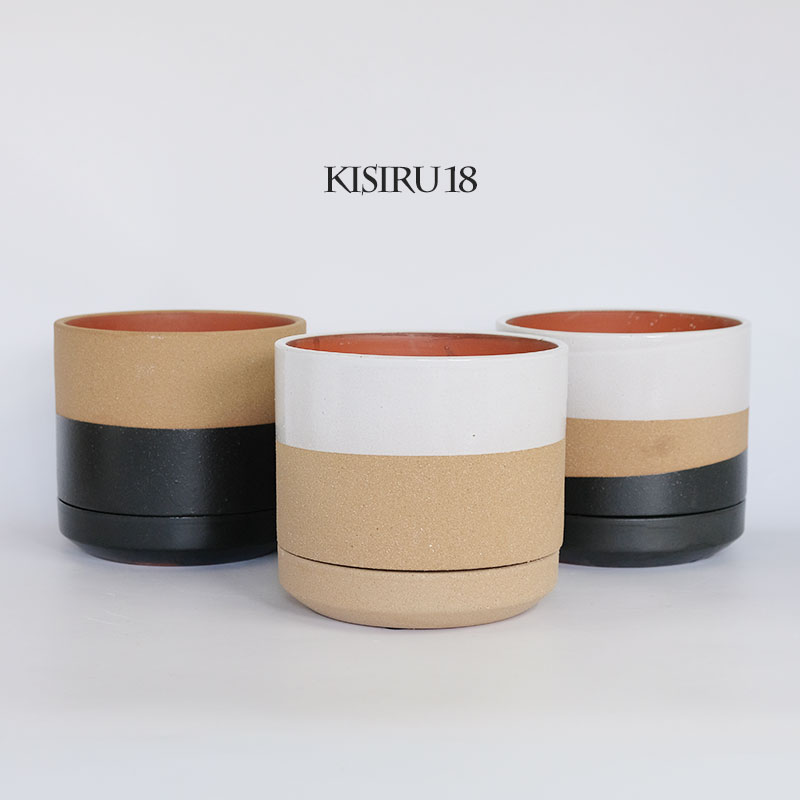 おしゃれ 陶器鉢 キルシ18受皿付 植木鉢 セラミック 鉢 インテリアのサムネイル