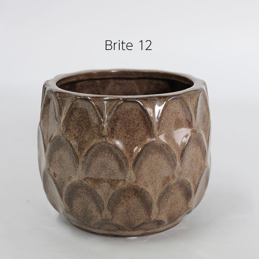 ブリテ12 陶器 おしゃれ 鉢カバー 底穴なし 径14cm 高さ12cm