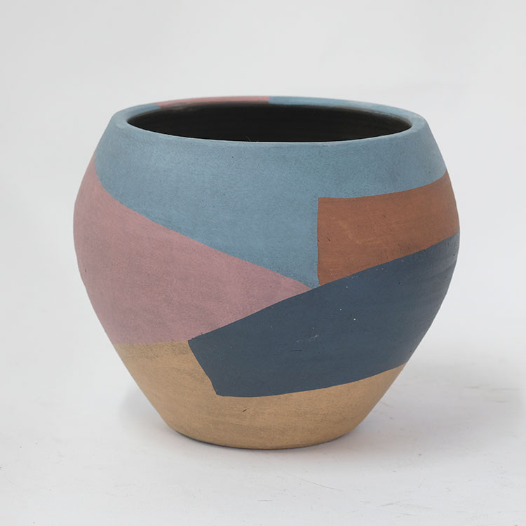 植木鉢 おしゃれ abstract round pot 懸崖4号鉢用 プリミティブ テラコッタ かわい...
