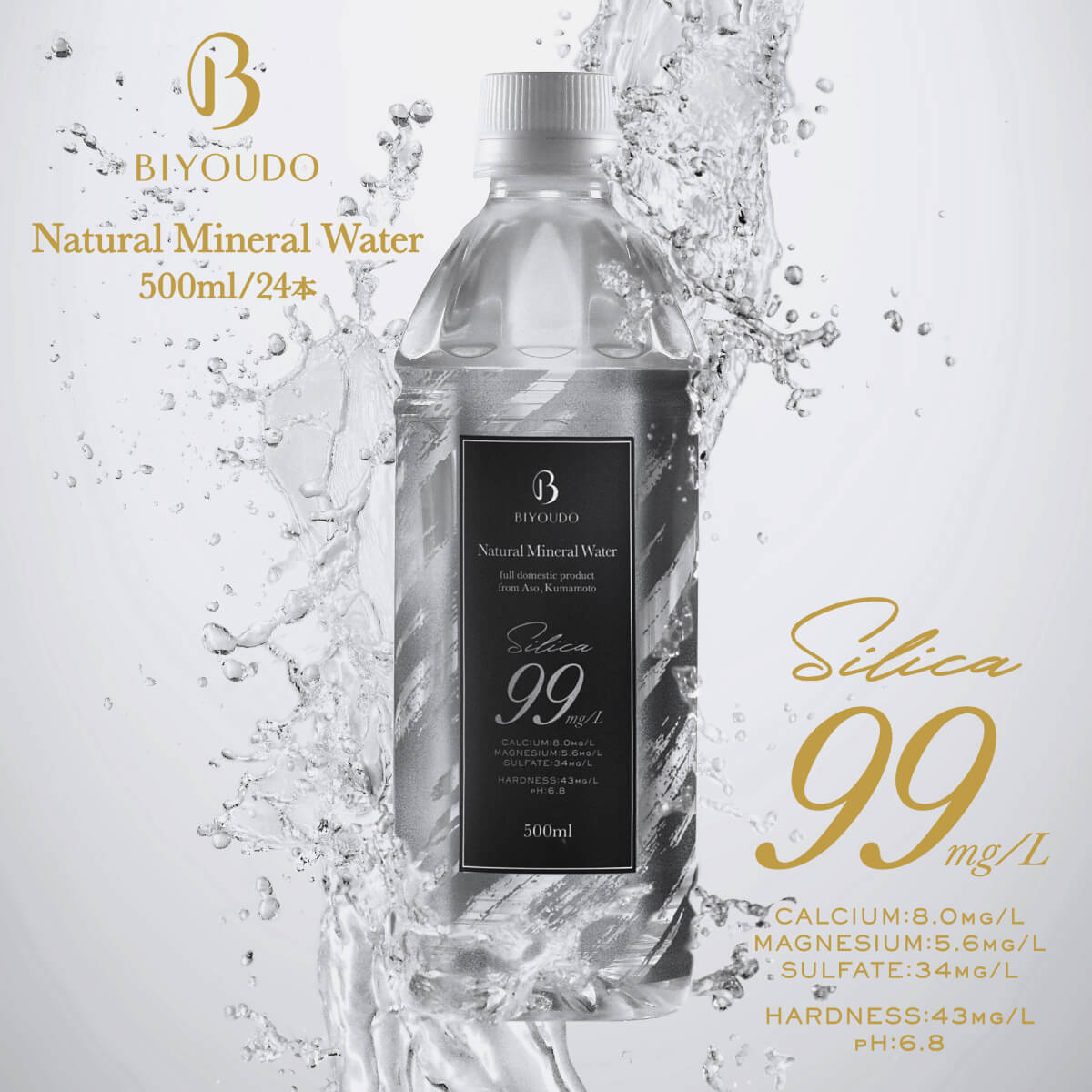 【New! シリカ99mg/L】美陽堂 BIYOUDO ミネラルウォーター Silica99 500ml×24本 シリカ水 軟水 天然シリカ 送料無料 九州 熊本産 シリカウォーター 放射性物質検査済み 阿蘇山由来 保存料なし 500ミリ 備蓄 日本製 国産 保存水 ナチュラルミネラルウォーターのサムネイル