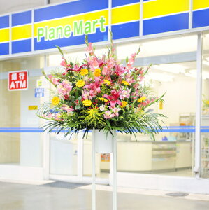 開店祝いに大人気！スタンド花　一段おまかせ　1.2万円コース　当日配送可能開店祝い 開業祝い 開院祝い 出演祝い 公演祝い オープン祝い 改装祝い 新装開店 リニューアル お祝い花 花輪 フラワースタンド 当日配送OK 送料無料 設置無料 回収無料 木札無料