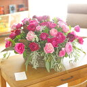 アレンジメントフラワー 高級バラ round型バスケット仕立て(Lサイズ・おまかせミックス)結婚祝い 出産祝い 誕生祝い バースディ ブライダル 婚約 誕生日 贈り物 フラワーギフト プレゼント お祝い お花 送料無料 メッセージカード無料