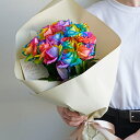 花束・ブーケ レインボーローズ12本お花 華やか 鮮やか オシャレ お祝い プレゼント 贈り物 メッセージカード無料 あす楽