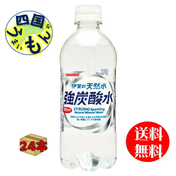 サンガリア 伊賀の天然水 強炭酸水 プレーン（500mlペットボトル×24本）1ケース K&M