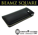 送料無料 財布 メンズ 本革 BEAMZ SQUARE 馬革コードバンL字ZIPロングウォレット BS1280 さいふ サイフ キャッシュレス ギフト プレゼント